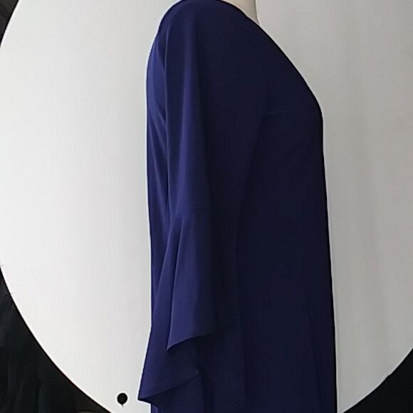 Slinky Brand Navy Blue Long Top or Micro Mini Dress Flared Bell Sleeves … - Picture 4 of 10